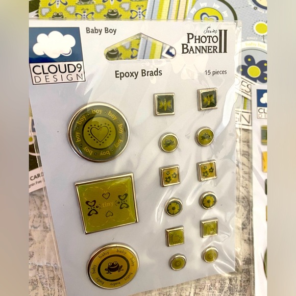 🐸 CLOUD 9 DESIGN “BABY BOY FROGS” STICKERS & SCRAPBOOK PAPER BUNDLE. RETIRED! - Picture 3 of 7